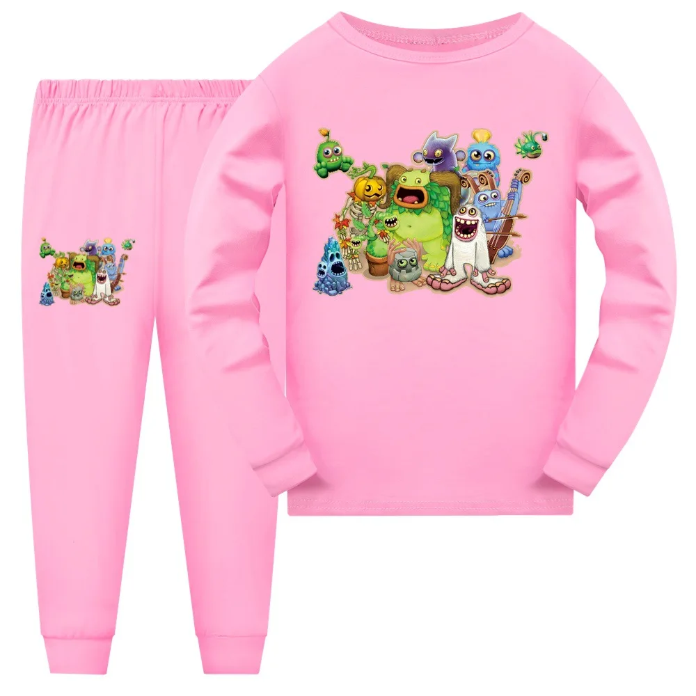 Heiße Jungen Casual Nachtwäsche MEIN SINGINGING MONSTERS Kostüm Kinder Cartoon Pyjama Mädchen Langarm Tops und Hosen 2 stücke Set Sweatshirts