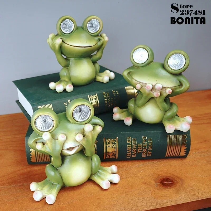 Outdoor Simulation Animal LED Solar Garden Light Courtyard Frog Resin Crafts Decorative Ornaments Waterproof Garden Lamp Solar