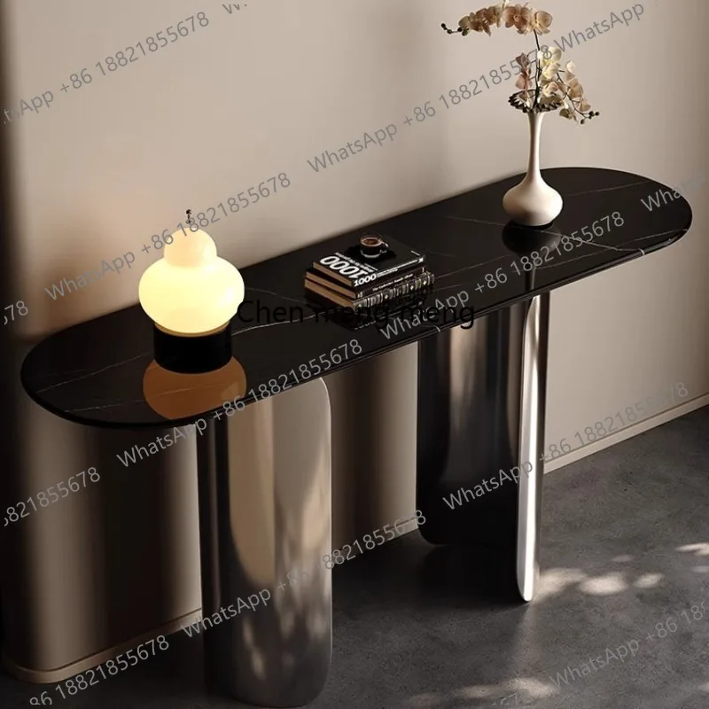 Marble entrance table, high-end entrance table in the aisle of hotel villas, decorative cabinet against the wall when entering