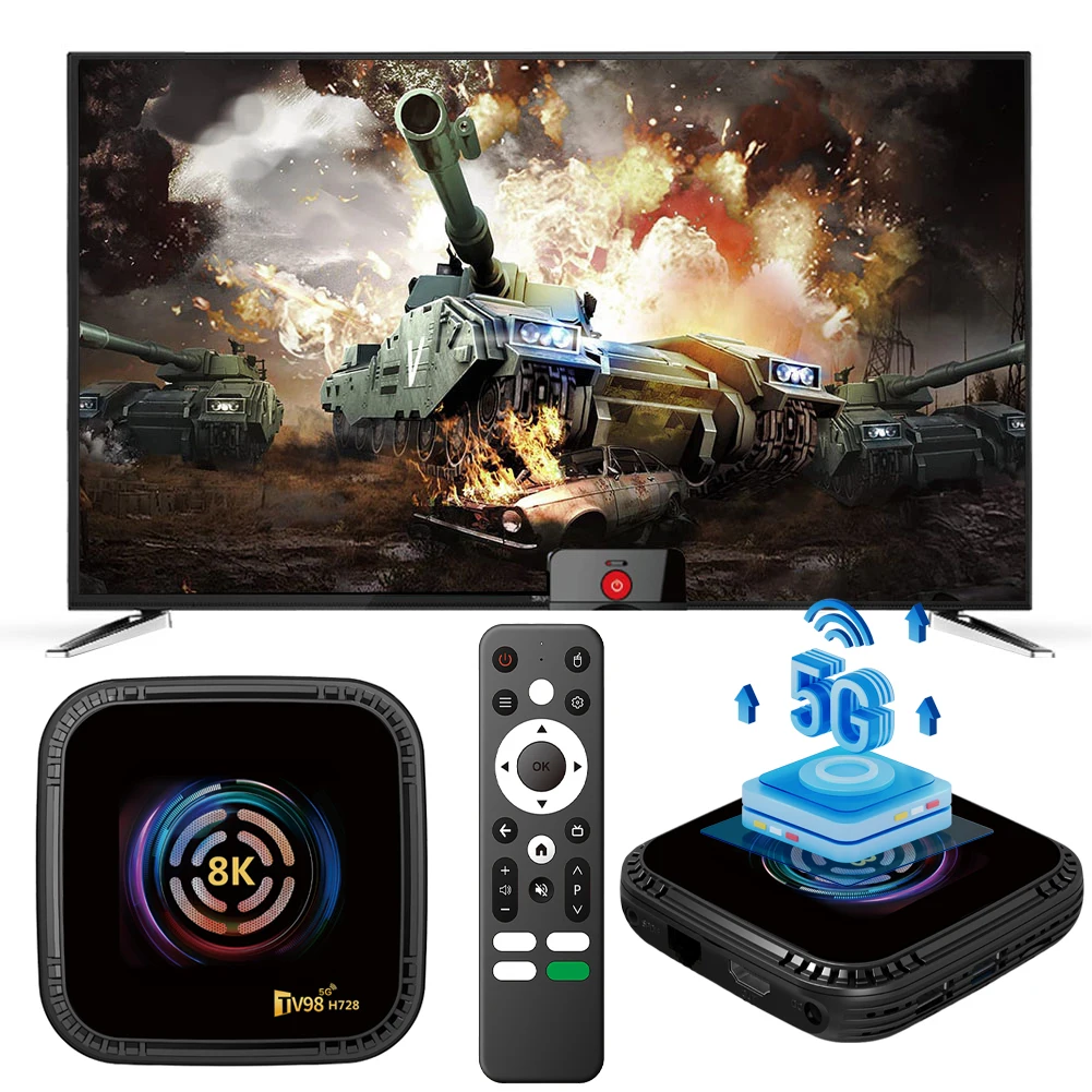 Android 14 Smart TV Box 4G 64G Media Player 8K HD Android Box com decodificador remoto