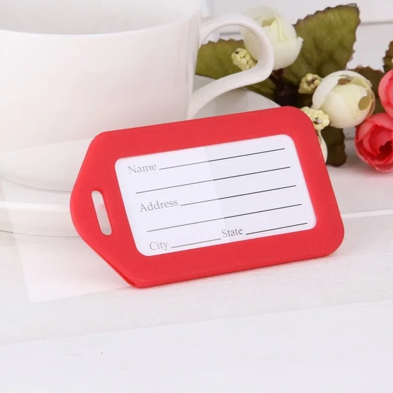 Simple Solid Color Plastic Luggage Tag Women Men Travel Suitcase ID Address Holder Baggage Tags Boarding Bag Portable Label