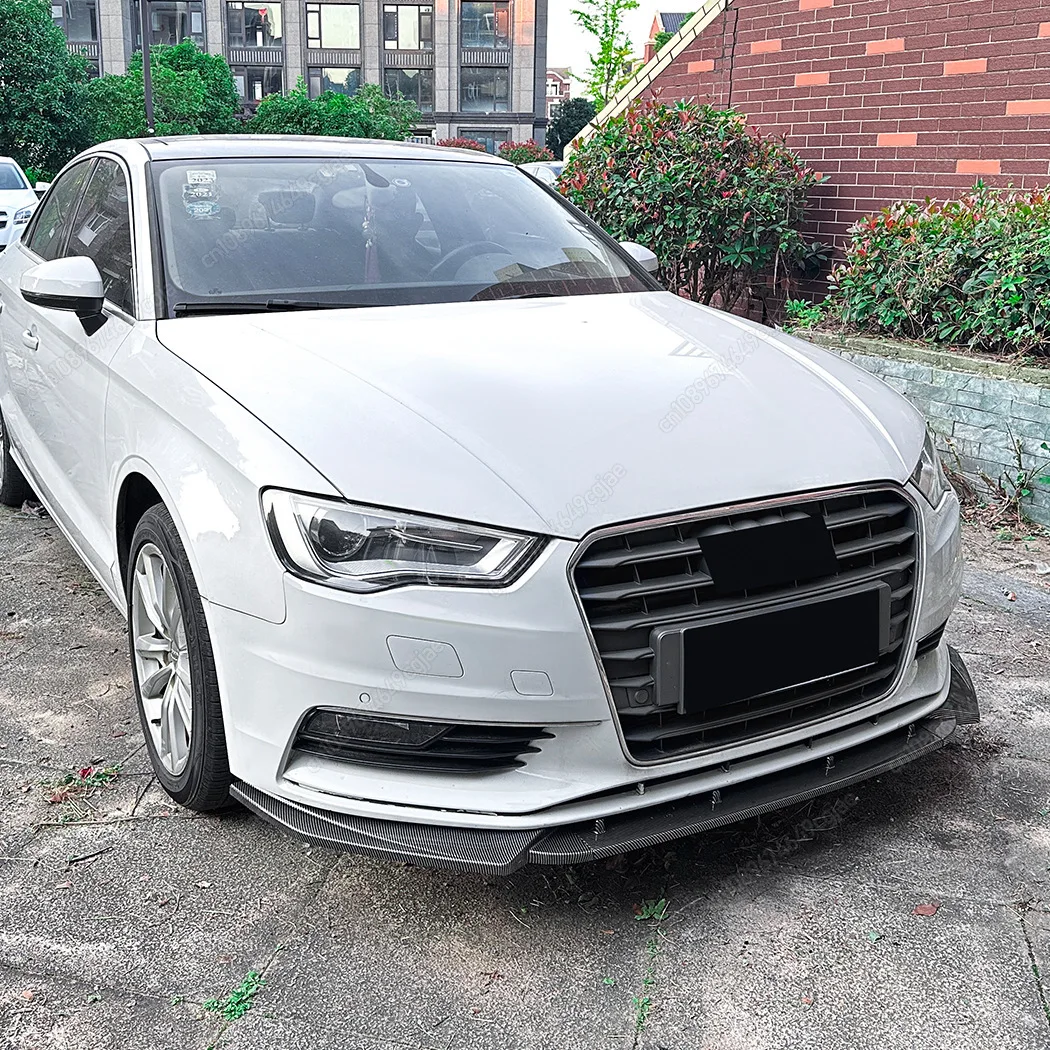 لأودي A3 S-Line S3 8V القياسية TDI TFSI 2013-2016 قبل تجميل الجبهة حافة مصد السيارة الناشر الفاصل بوديكيت ضبط تقليم الأسود #3