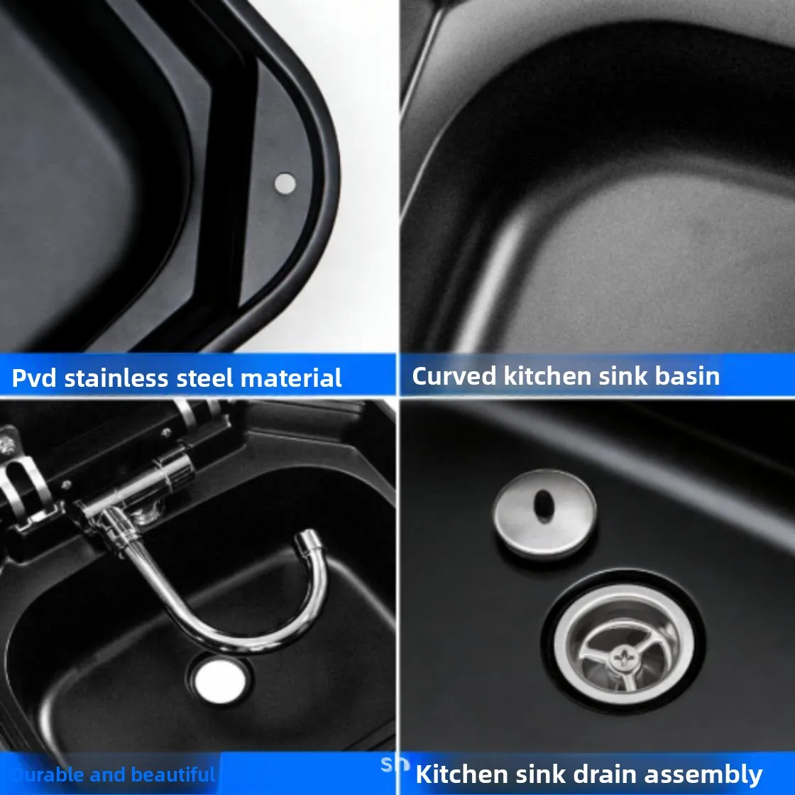 Cross-border Exclusive RV Sink Folding Flip-up Faucet 304 Stainless Steel square Deck Mounted Kitchen Vegetable Wash Basin view 3
