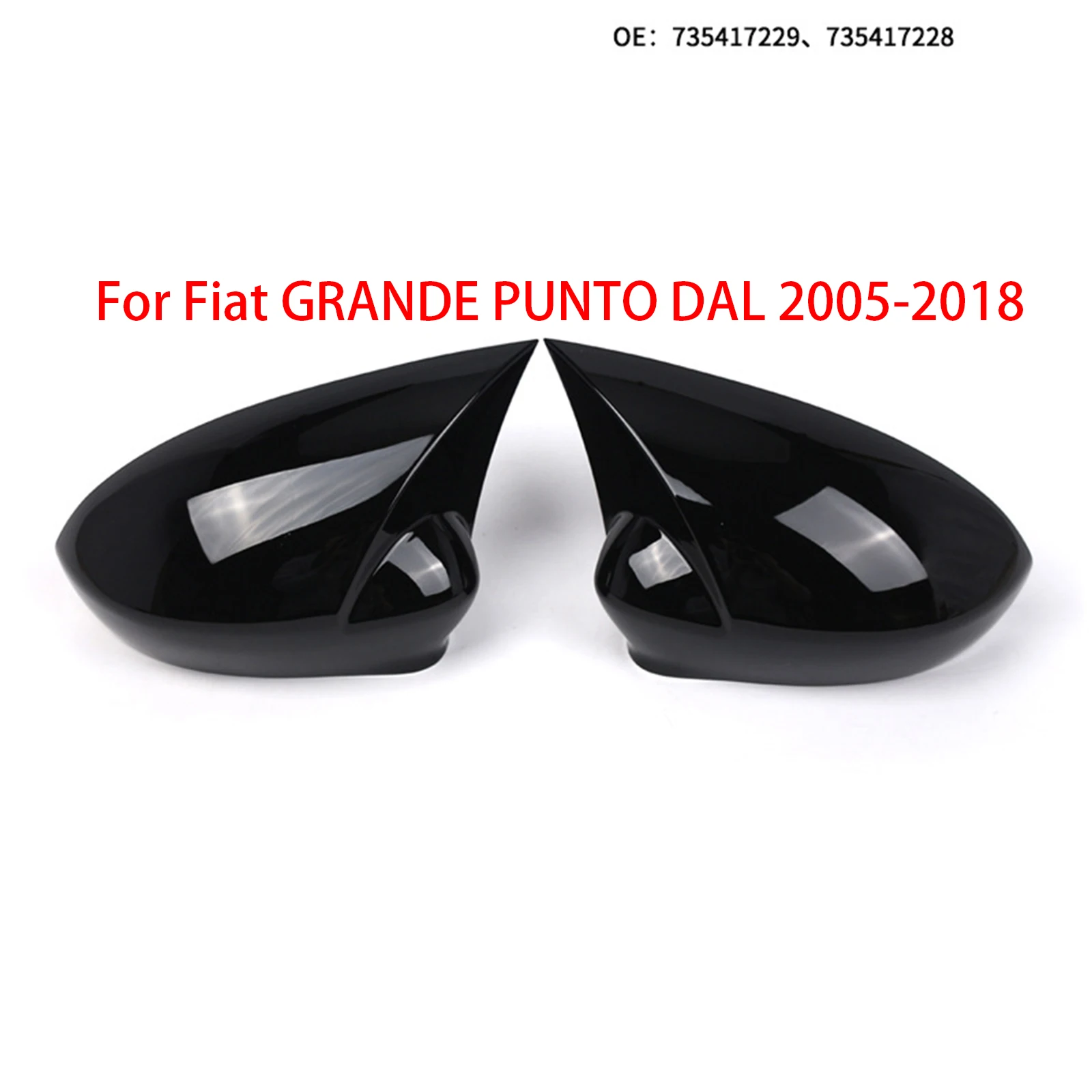 

Глянцевые черные накладки на боковые зеркала заднего вида для Fiat 500, 500C, Grande Punto (пара)