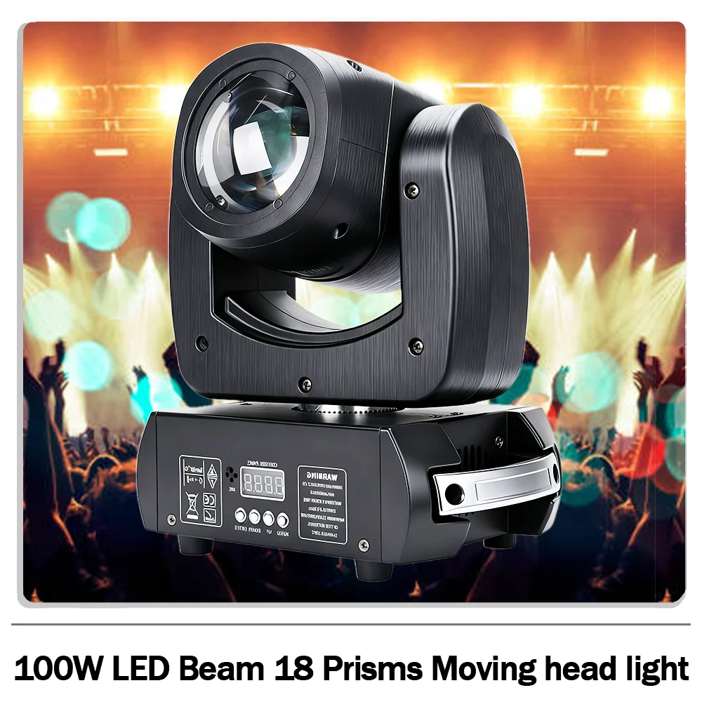 

100W LED Beam Moving head Light with 8 Gobos 18 prisms DMX512 Control for DJ Disco party wedding Nightclub bar stage lighting