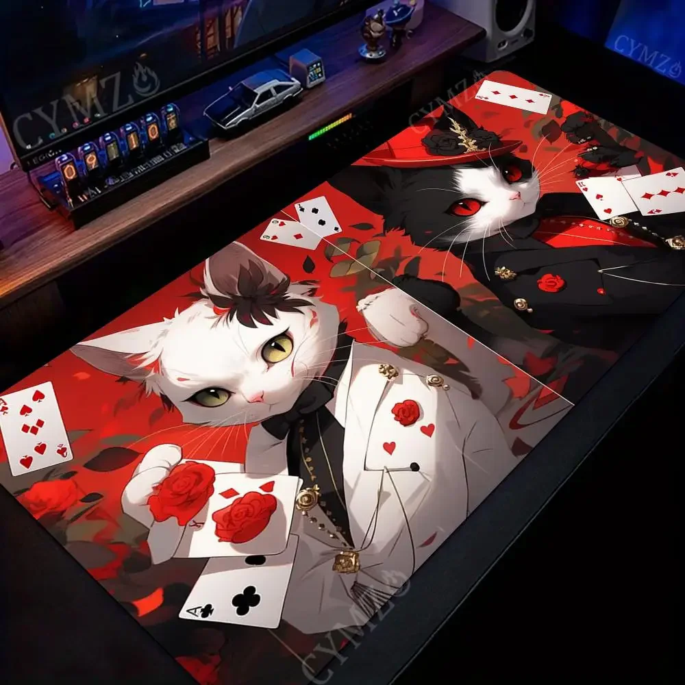 Poker Karte Katze Design Mauspad Schreibtisch Matte Gaming Matten Gummi Anti-Rutsch Langlebig PC Zubehör Tastatur Mauspads Maus Pad Teppich