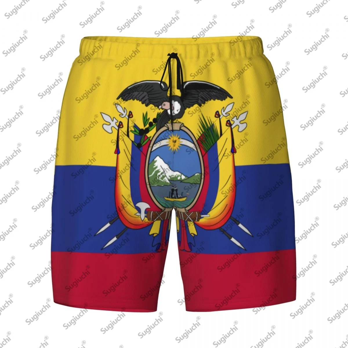 

2025 Мужские плавки с 3D принтом флага Эквадора, гавайские купальные пляжные шорты 2 в 1, быстросохнущие летние шорты для плавания с карманами
