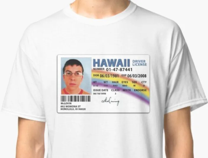 Maglietta Mclovin Id | Anni 2000 | Film Commedia Culto | %100 Cotone Unisex