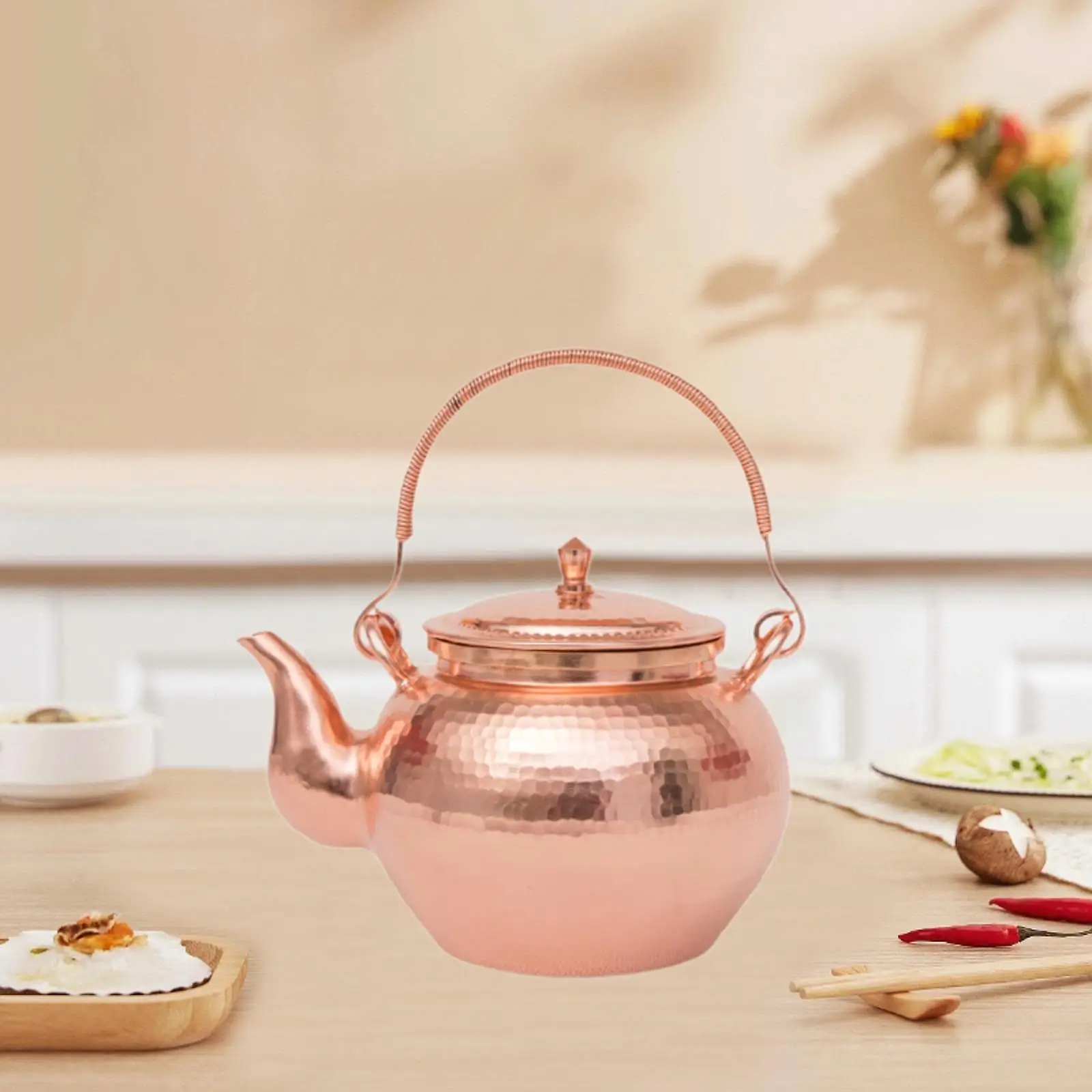 

Copper Teapot Hot Water Kettle Solid Copper Tea Pot Kettle for Home Kitchen Boiling Water Electric/Induction/Gas Stoves Stovetop