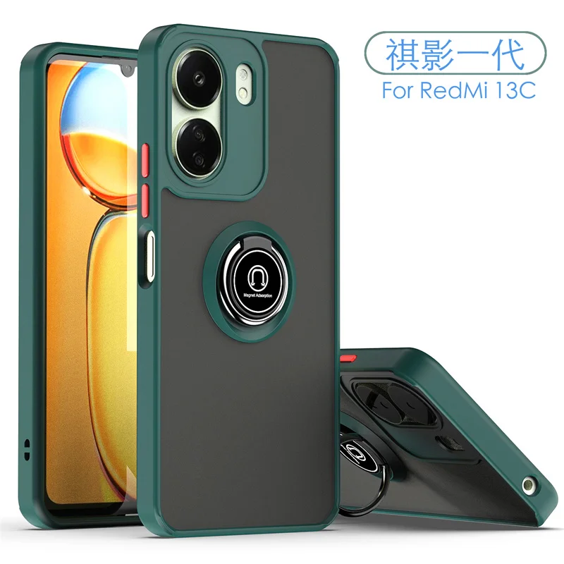 Armor Shockproof Magnetic Ring Stand Holder Case For Xiaomi Redmi 13 Redmy 13C Redmi13 Redmi13C 4G Matte Back Cover image 5