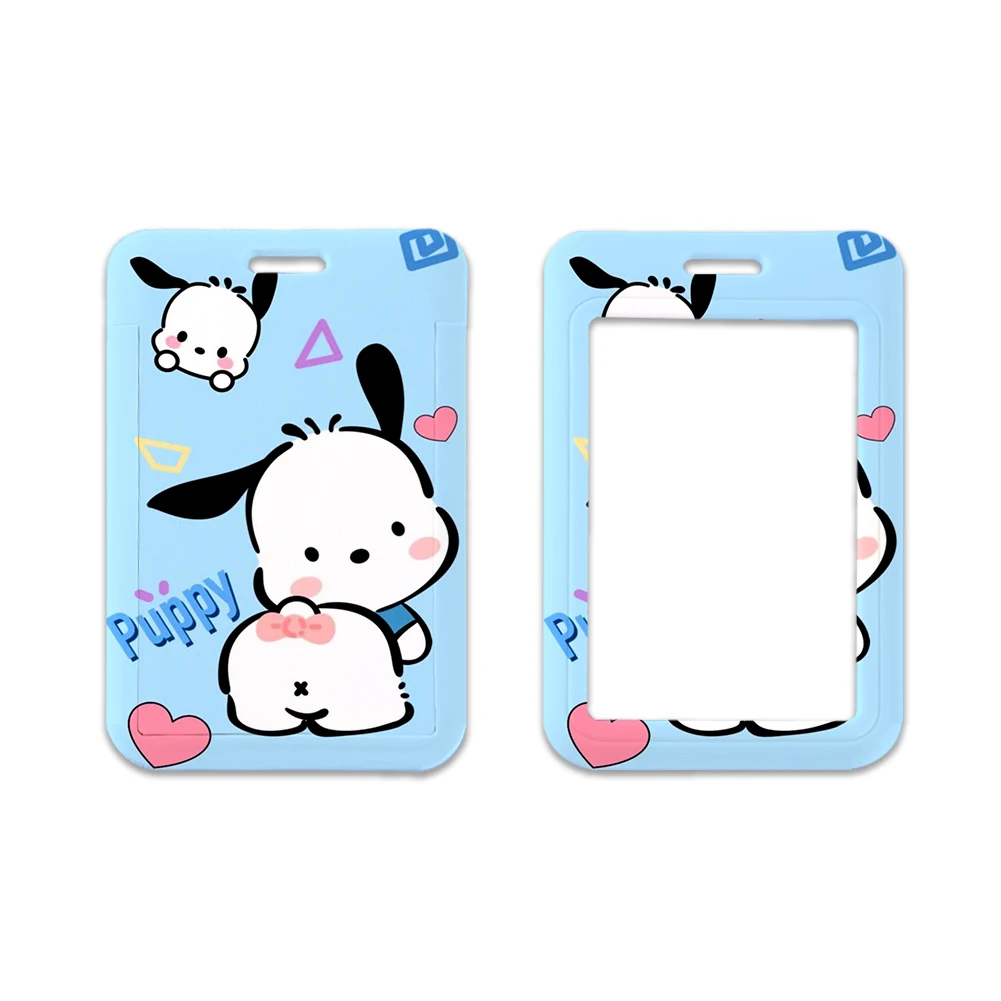 Sanrio Pochacco-portatarjetas de trabajo con llaveros, bonito perro, insignia de nombre de permiso de trabajo, paquete de tarjeta de identificación para estudiantes, monedero con cordón