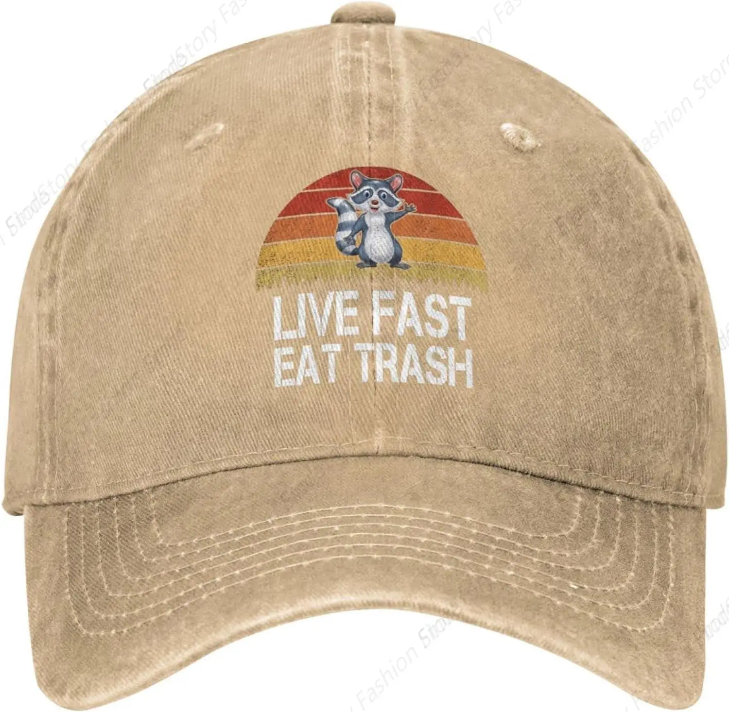 Lives Fast Eat Trash Baseball Cap Trucker Denim Golf Dad Hat Cotton Adjustable Fishing Daily Outdoor Sports Travel All Seasons