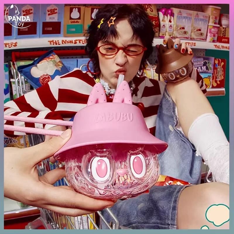 

Labubu Monsters 495ml Drinking Water Cup with Strange Flavored Convenience Store Theme Anime Toy Figure Collectible Straw Cup