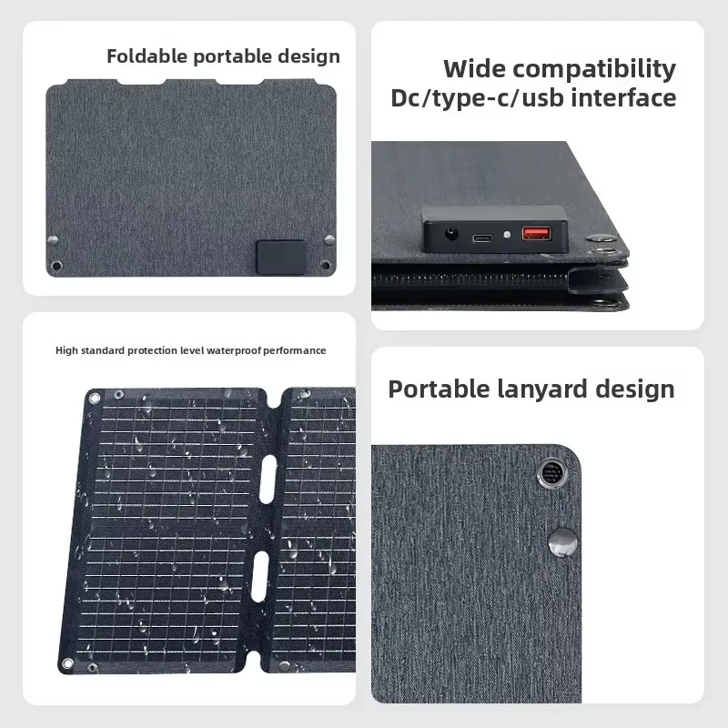 60W 60% Foldable Solar Panel 60% USB Charging Photovoltaic Panel with Outdoor Bag for Mobile Charging Stackable Portable