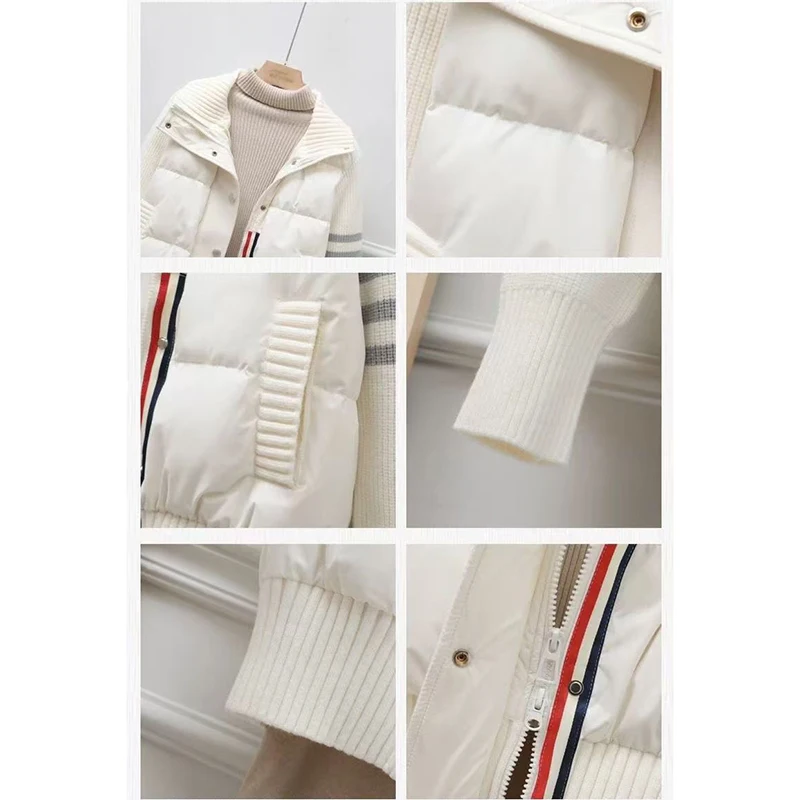 أسفل القطن وسادة مبطنة المرأة معطف قصير 2026 الخريف الشتاء جديد سميكة الدافئة سترة فضفاضة محبوك خياطة معطف القطن #6