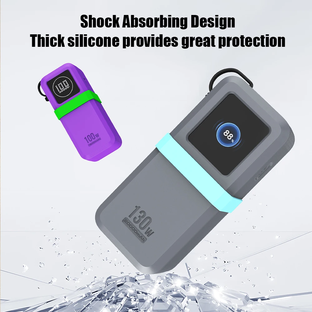 SIKAI حافظة من السيليكون لـ UGREEN Nexode 130W/100W 20000mAh قوة البنك تصميم السفر المحمول مع تخزين كابل البيانات