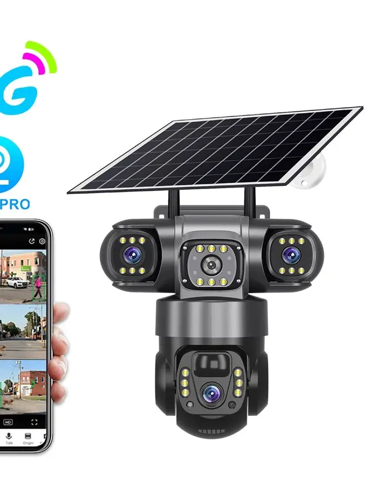 Zonnecamera met 4G SIM 15MP HD Outdoor 3 lens 3 schermen 10X zoom PIR Menselijke detectiecamera's Nachtzicht CCTV-beveiliging - afbeelding 2
