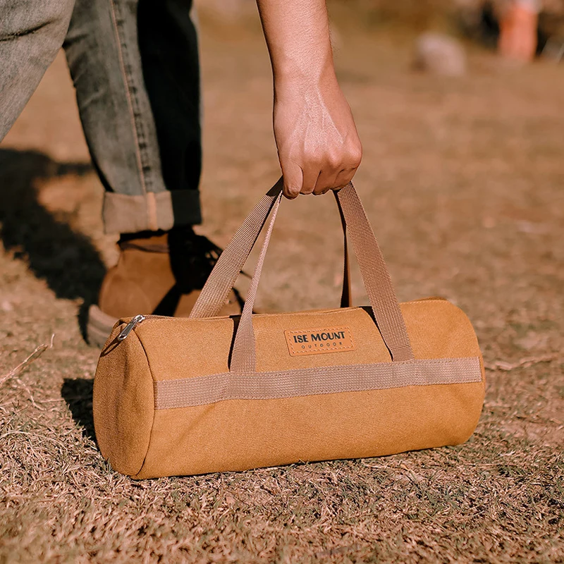 Outdoor Ground Nail Storage Bag, Tent Wind Rope and Tool Storage Bag, Camping Portable Cylindrical Bag