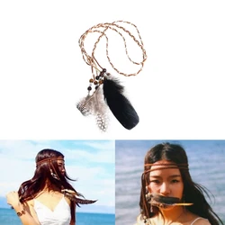 Boho Indian Headband Headdress Hair Rope Headwear Tribal Hippie Party