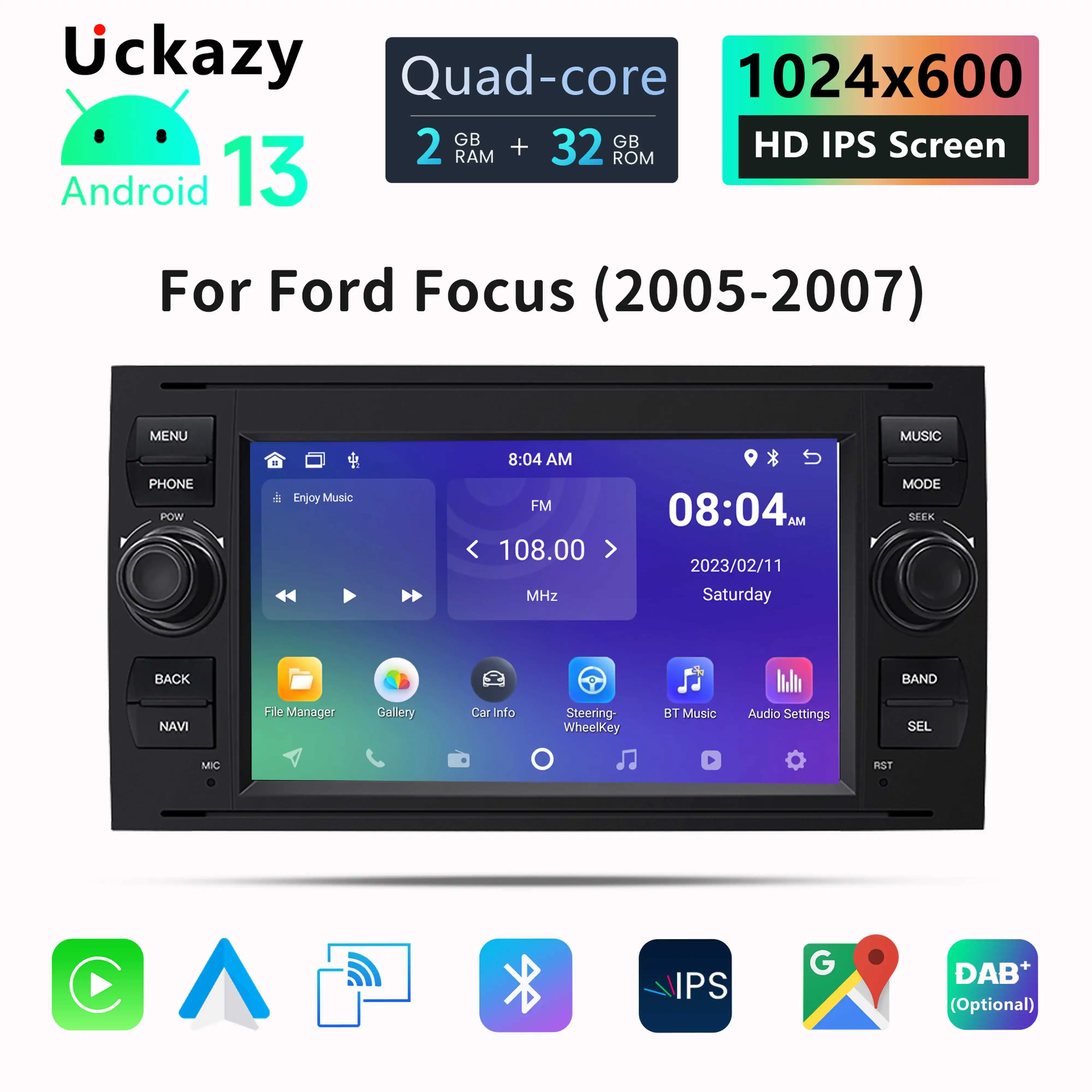 CarPlay Android 13 Auto Radio for Ford Focus Mondeo Fiesta Transit Kuga C-Max S-Max Galaxy GPS Car Multimedia 2din autoradio