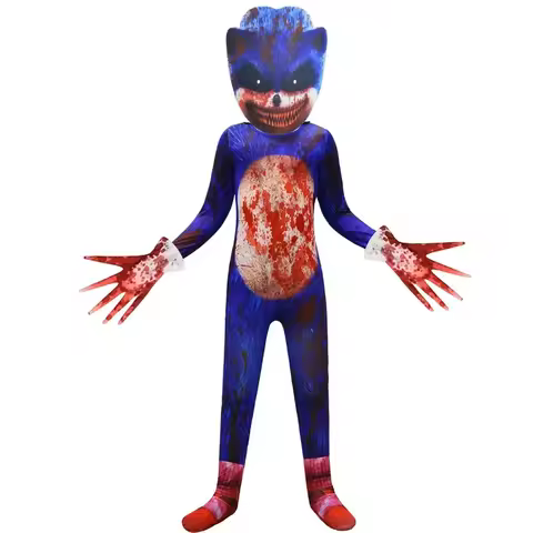 Anime Cosplay Costume Set Bloody Sonic Costume Boys &amp; Girls Halloween Cosplay Jumpsuit with Mask
