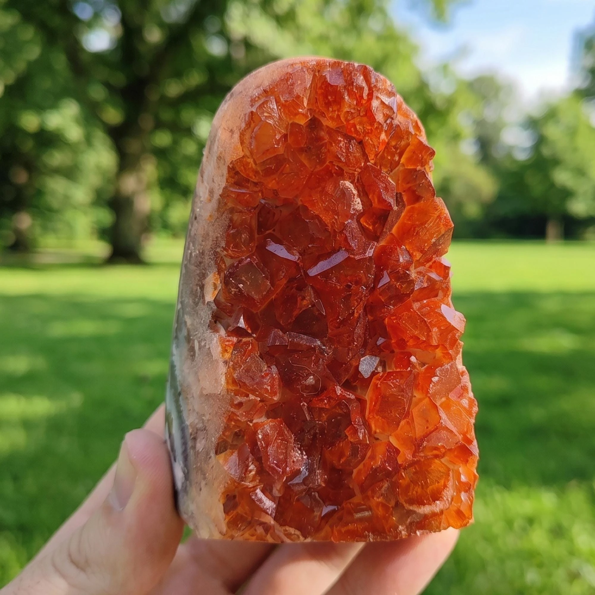 1PC Manmade Orange Geode Crystal Cluster Raw Quartz Mineral Specimen Uruguay Style Home Ornament Spiritual Healing Chakra Reiki Energy Stone