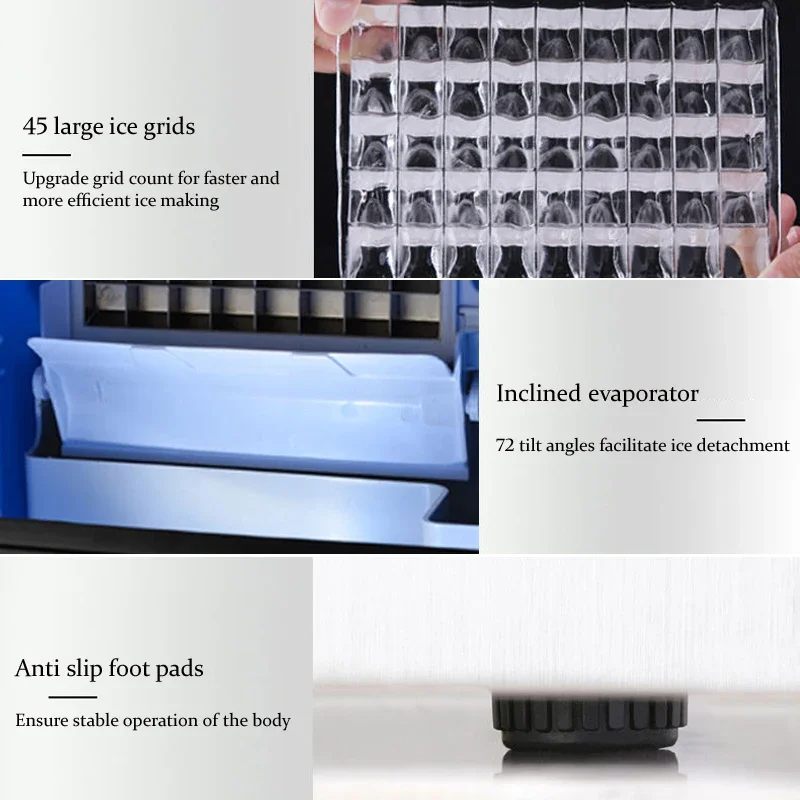 Commercial Ice Maker Freestanding Cabinet Cube Ice Machine LED Digital Display For Bar Home Restaurant