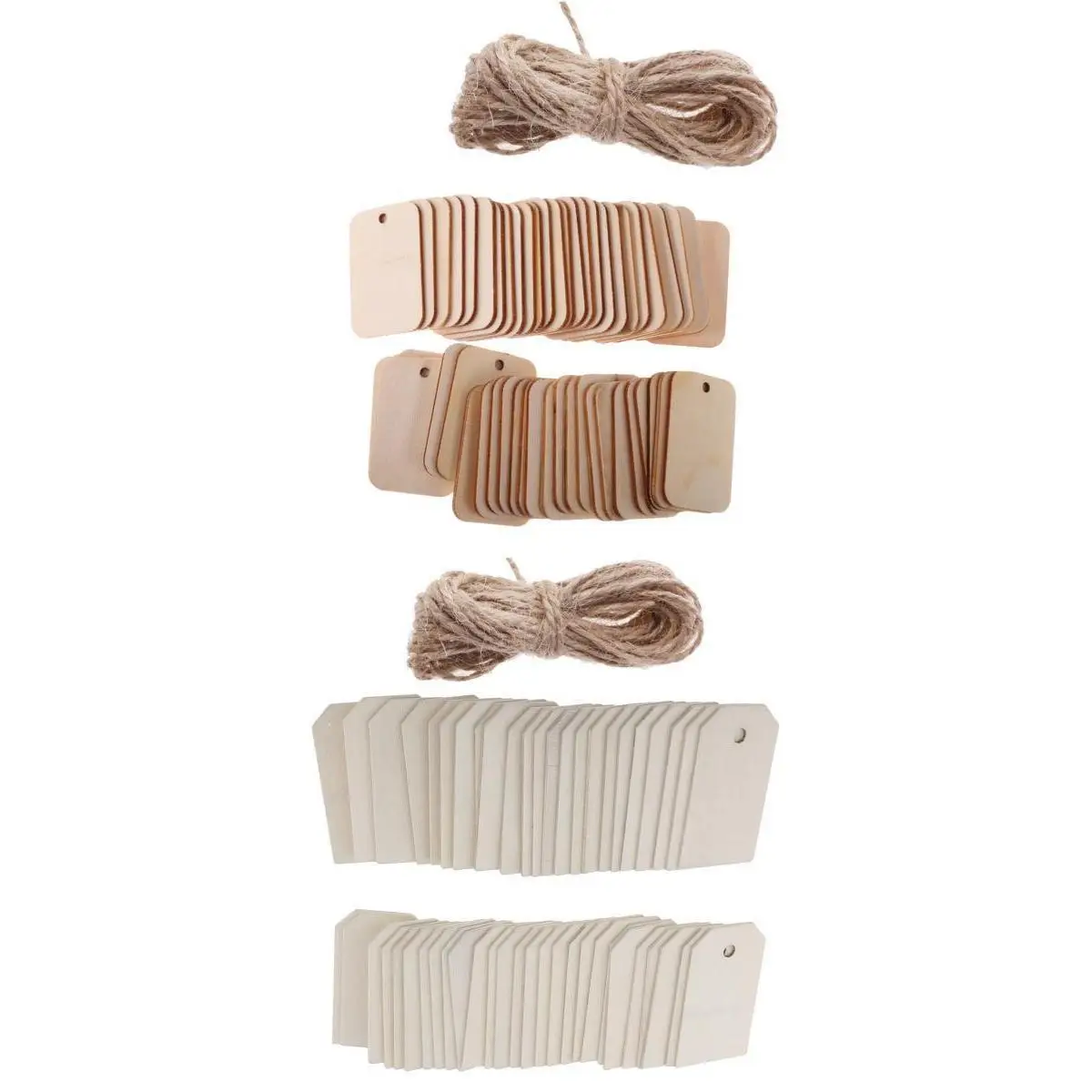 Wooden Pieces Rectangle Hanging Tags Unfinished Wood Embellishments for DIY Wedding Party Crafts