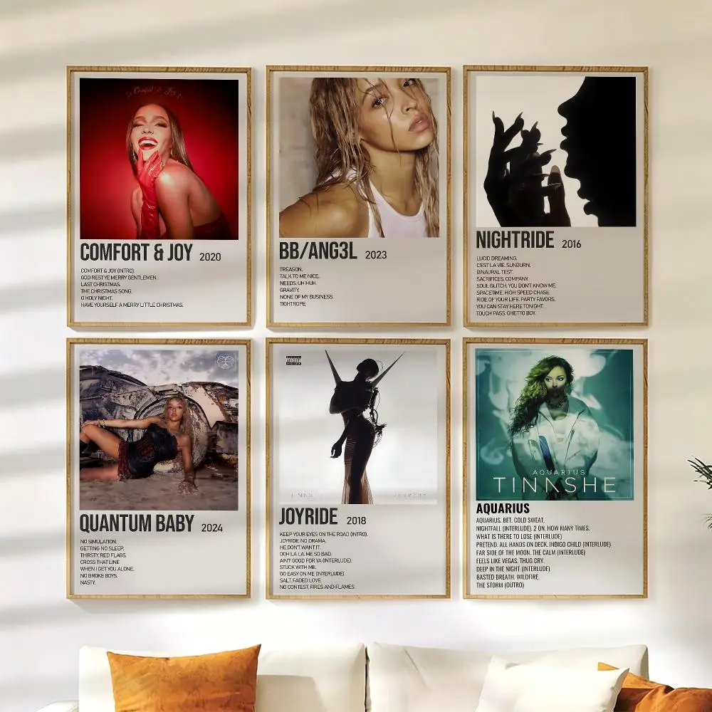 T-Tinashe Singer Poster Wall Stickers HD Painting Self Adhesive Art Decals for Bedroom Living Room Home Decor
