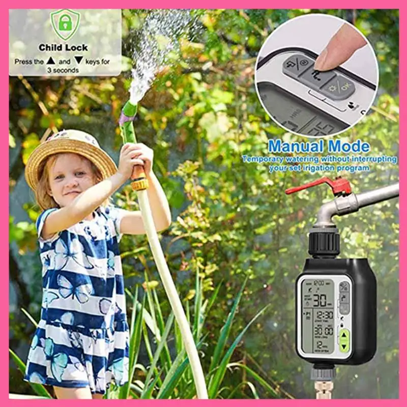 

HOT-Automatic IRRIG System Garden Water Timer With Rain Sensor 3 Timing Programs Waterproof Irrigation Controller