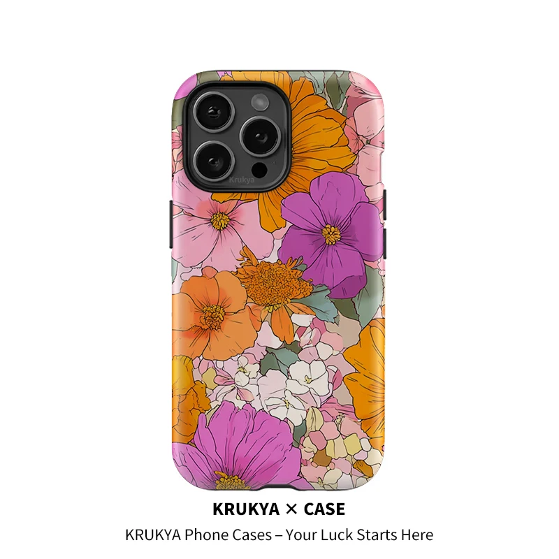 

Krukya Beautiful Flower Phone Case For iPhone 16 15 Pro Max 14 Plus 13 12 11 Pro Max XR XS SE Shockproof Soft Silicone TPU Cover