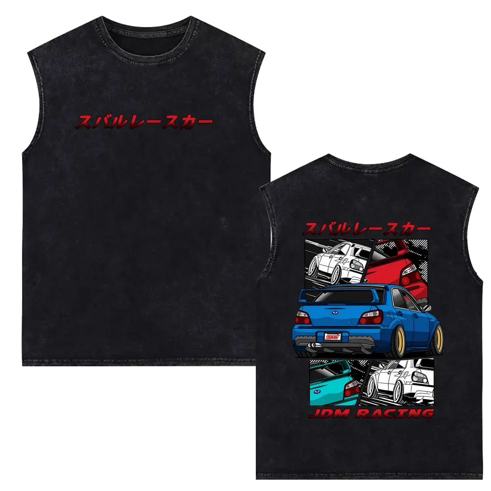 Anime Initial D AE86 Takumi Fujiwara Retro Washed Tank Tops Men Cartoon Manga Sleeveless Vest T-shirt Men's Oversized T Shirts