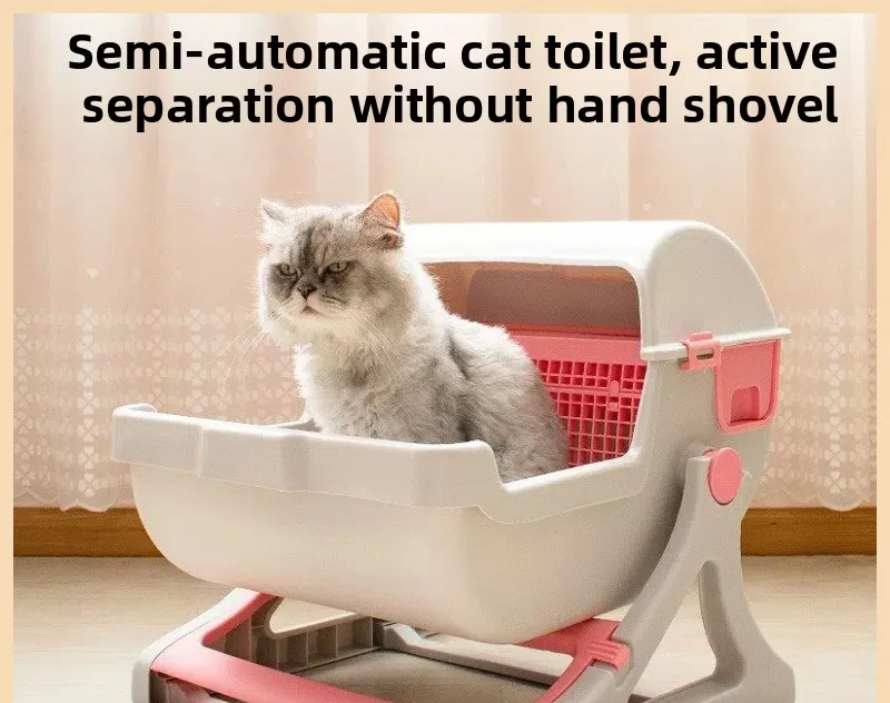 Cat litter box Semi-automatic easy-to-clean cat litter box anti-sand splash cat toilet pet supplies