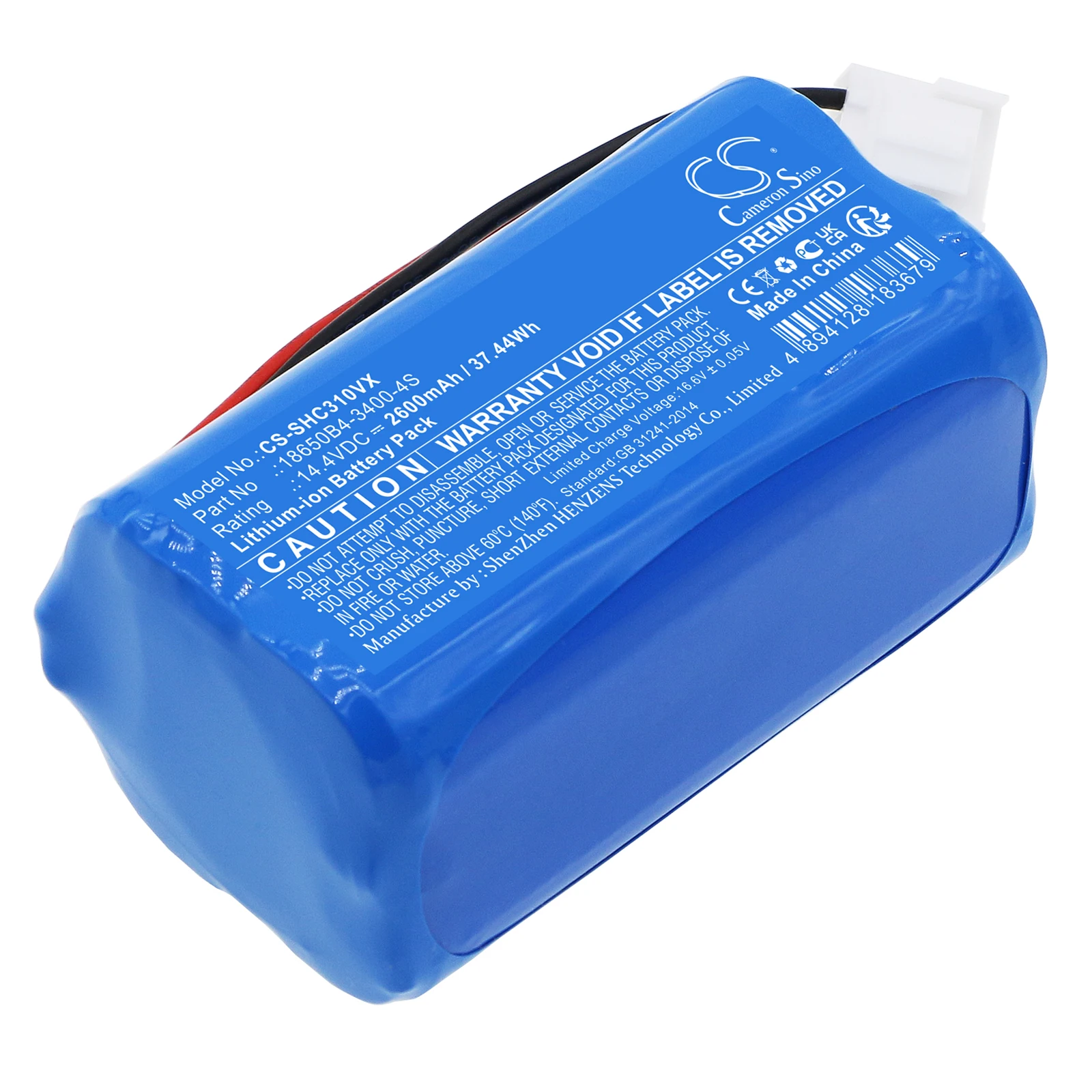 Vacuum Battery For Shark 18650B4-3400-4S C3 mini Capacity 2600mAh / 37.44Wh Color Blue Grass Weight 262g Volts 14.40V Li-ion
