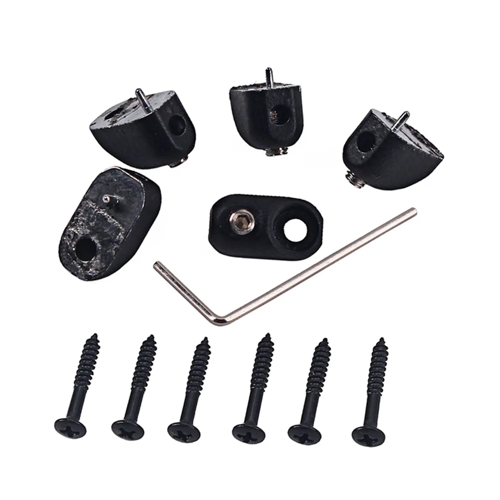 

6Pcs Headless Electric Guitar String Locking Nut Set Black Guitar Parts Includes 1 Wrench 6 Screws Durable Locking Nut