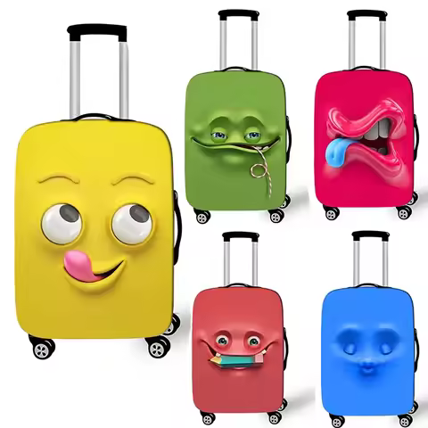 Funny Expression Printed Suitcase Cover Ladies Travel Out Elastic Luggage Protective Cover Dust Cover Luggage Case