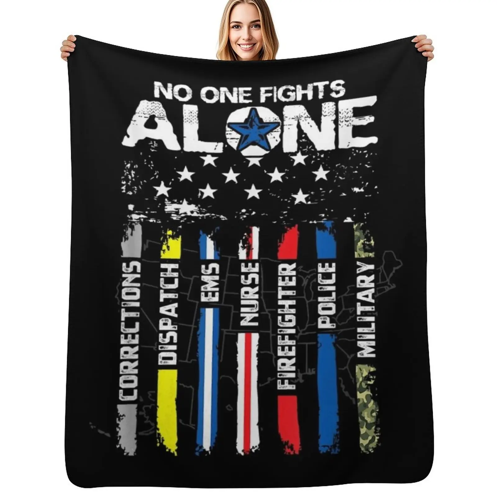 

First Responders American Thin Line Police Fire Military EMS Throw Blanket Modern Design Soft Blanket for Home Decor