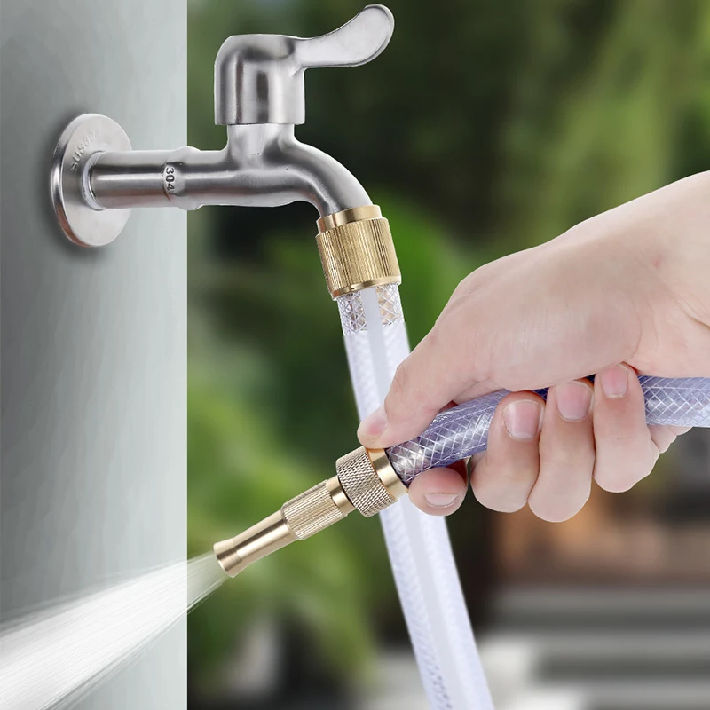 Brass High Pressure Sprinkler Adjustable Gardening Irrigation Spray Gun Quick Connector Car Wash Water Gun Nozzle Garden Tool
