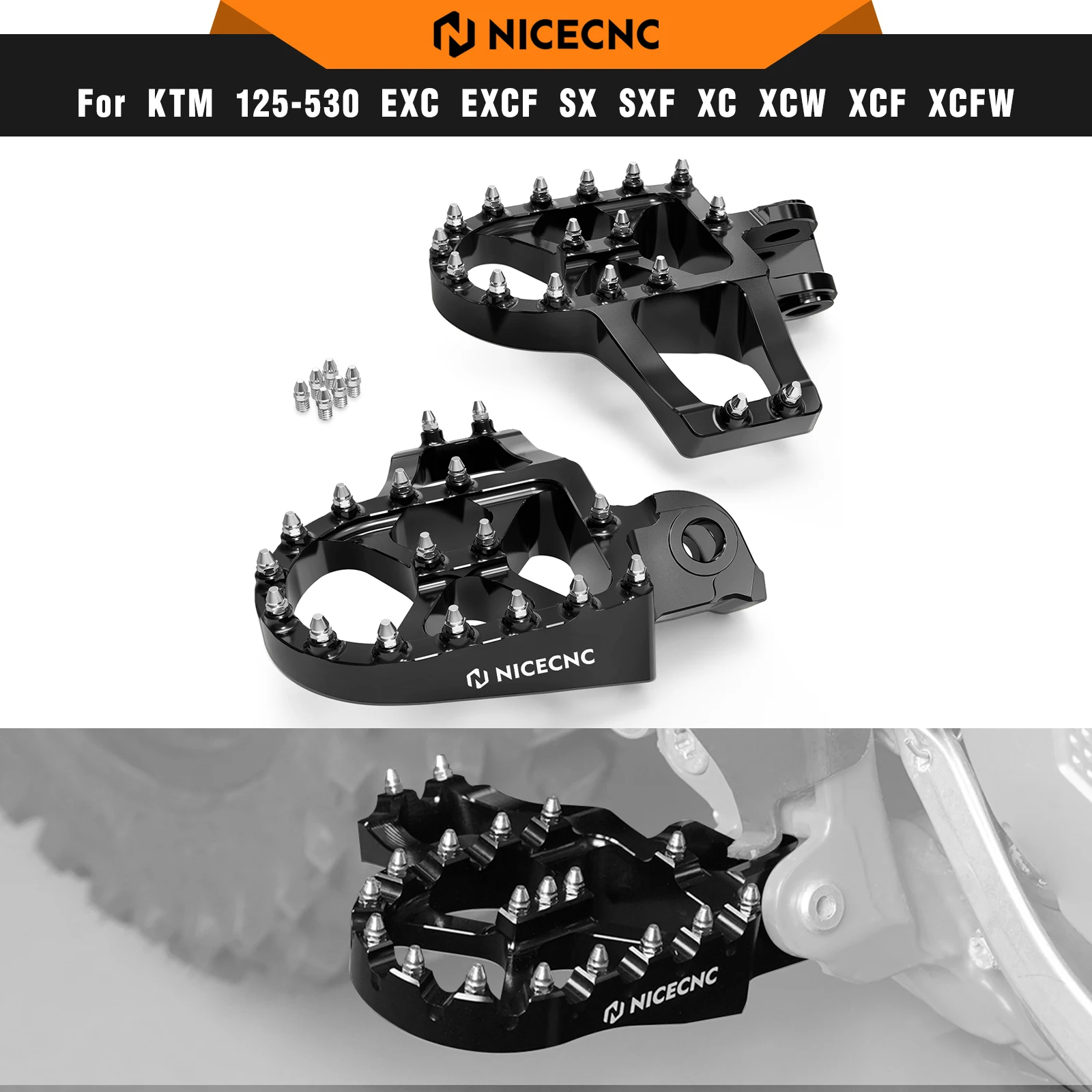 NICECNC لـ KTM EXC 300 1998-2015 موسع أوتاد القدمين مع الخلف لـ KTM EXCF 350 SX 125 Husqvarna TE300 GasGas EC300
