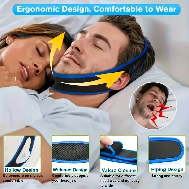 1pc Anti Snore Chin Strap Stop Snoring Snore Belt Sleep Apnea Chin Support Straps For Woman Man Health Care Sleeping Aid Tools