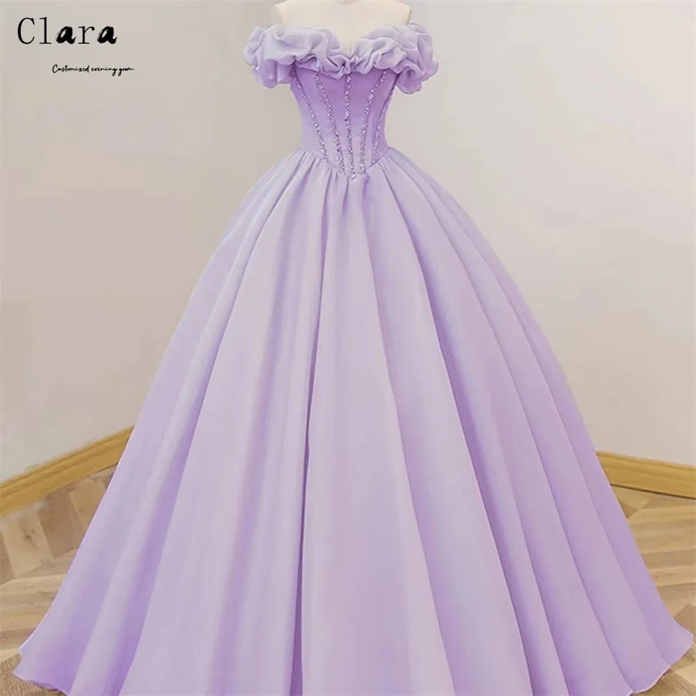 

Clara Custom Purple A-line Off-shoulder Lace Luxurious Women's Evening Dresses for Events Ball Gown Dresses Party Long Dress