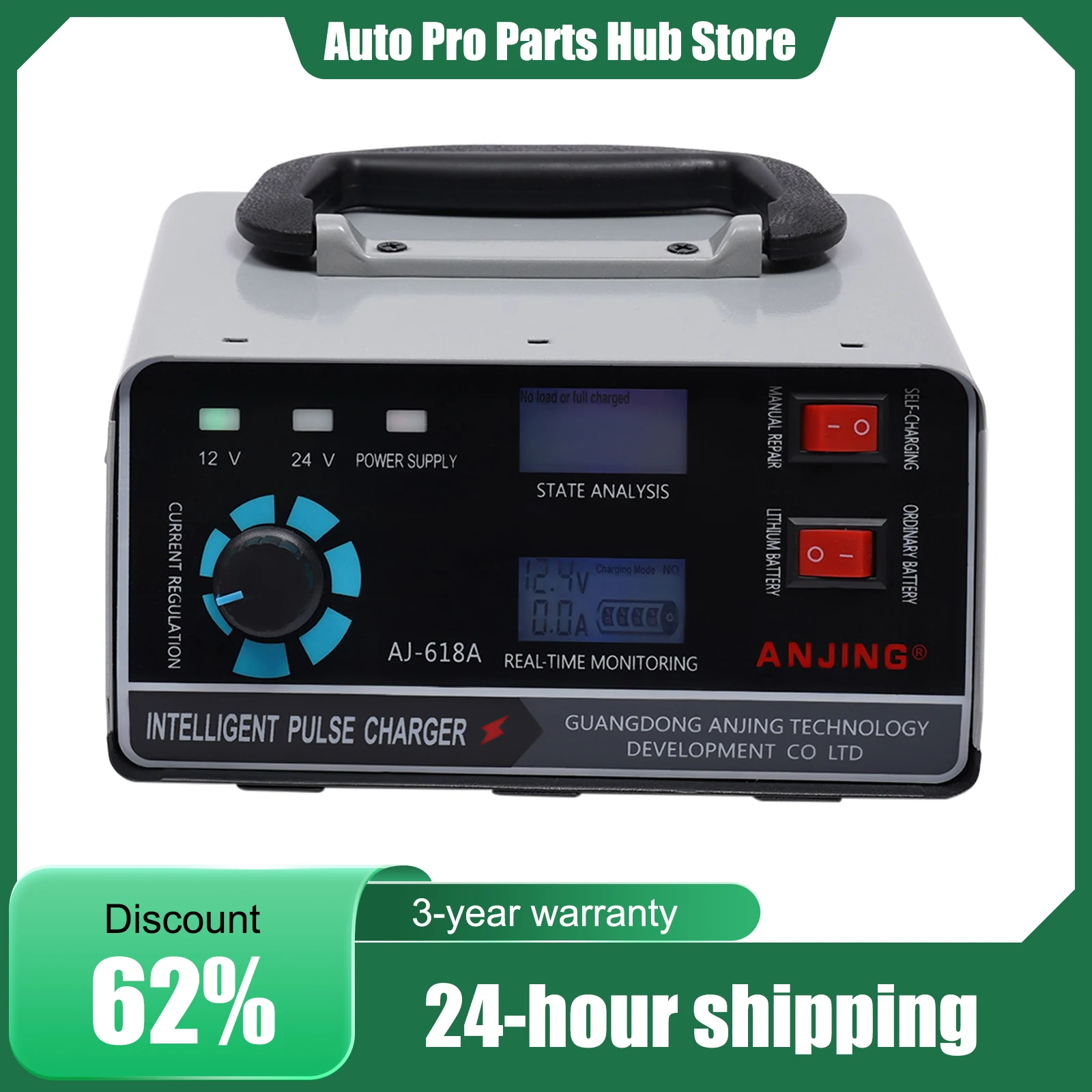 

Heavy Duty Smart Car Battery Charger, Automatic Pulse Repair Trickle 400W for 12V lithium battery and 12/24V ordinary battery