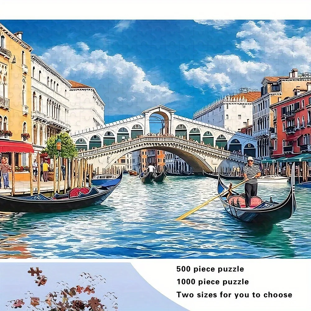 Paper Jigsaw Puzzle for Adults,Tropical Beach Sunset & Venice Canal Scene, Vintage Fruit Shop & Farm Life Theme, Home Decor Gift