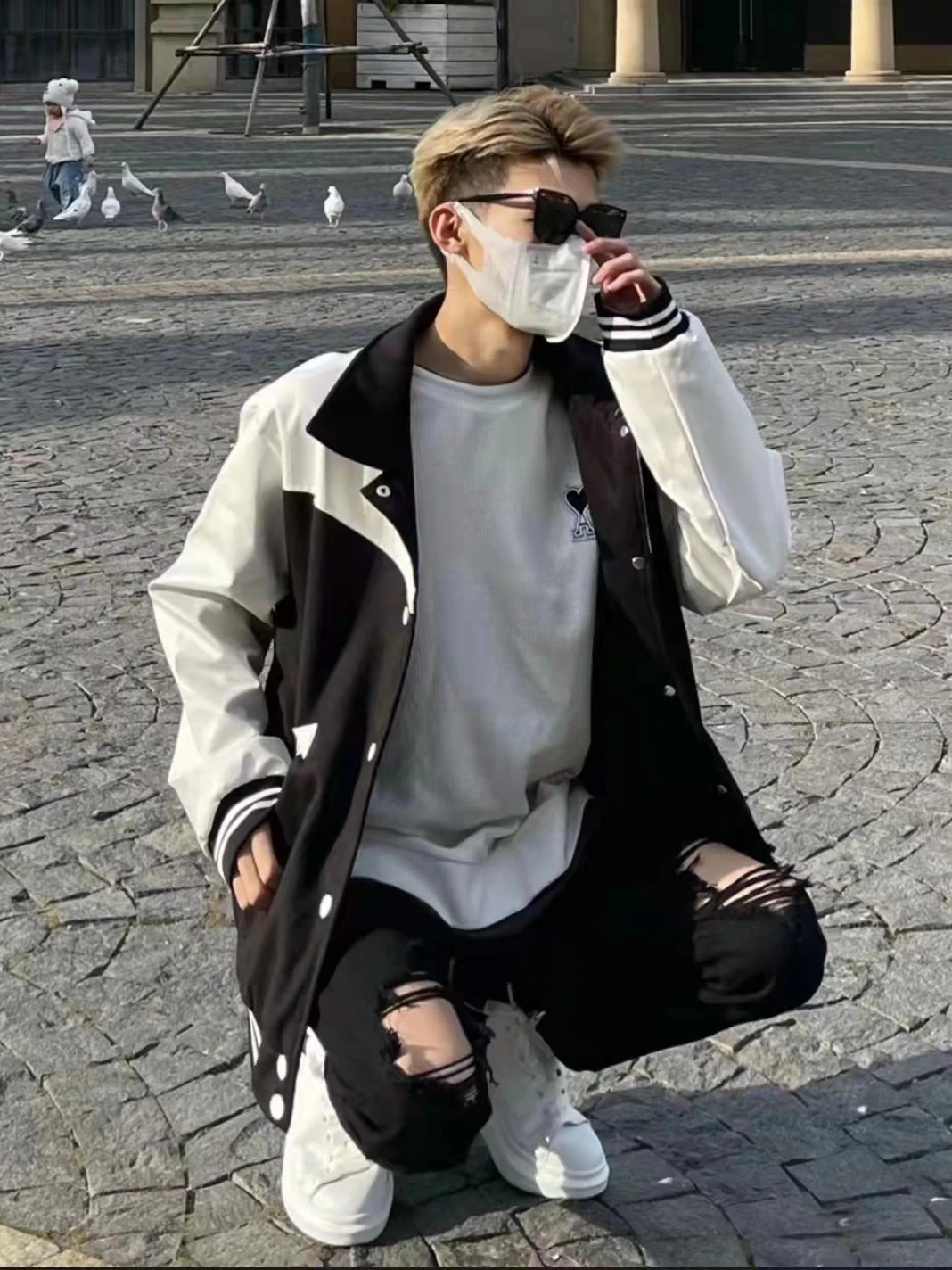 Pantalones vaqueros de moda con agujeros para hombre y mujer, pantalón largo informal Retro americano, mezcla de algodón y poliéster, calidez para todas las estaciones