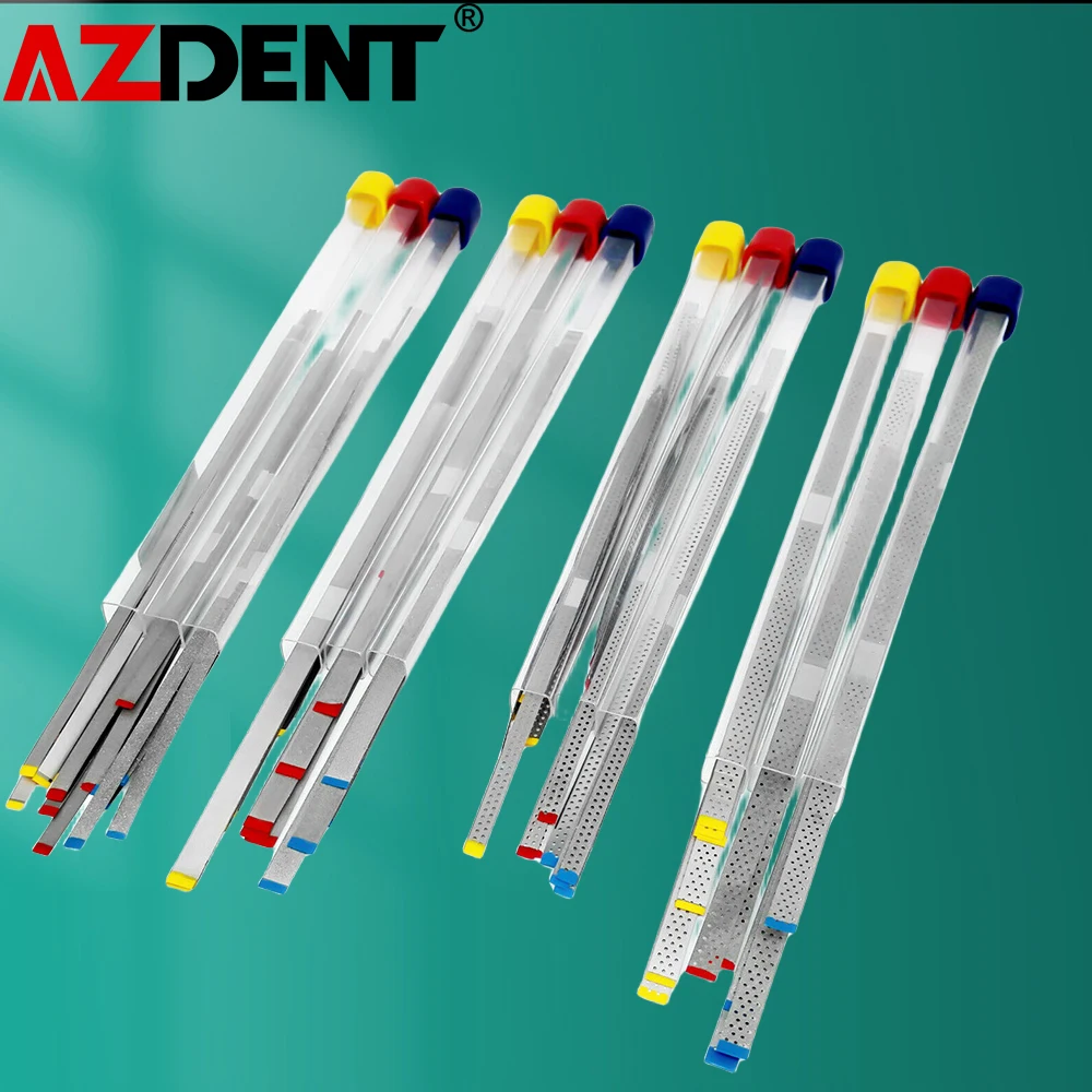 AZDENT 1 Box=5pc Dental Diamond Polishing Strip with/without Hole Sanding Surface Single/Double Sides Polishing Teeth Whitening