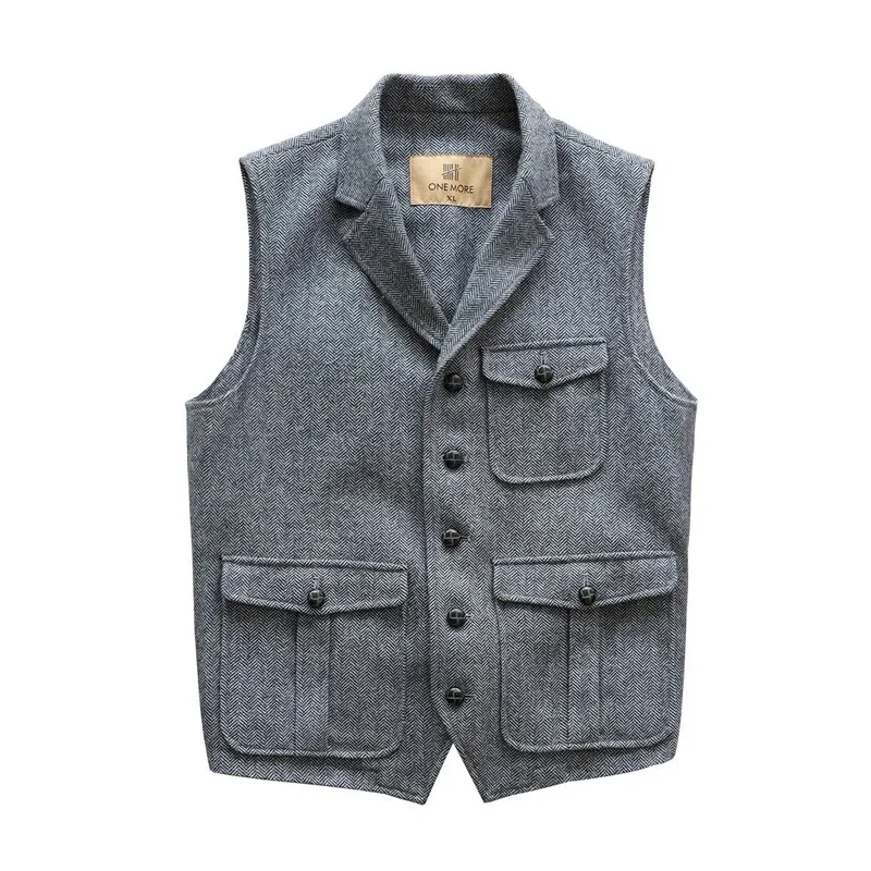 Heren Vest Steampunk Formeel Tweed Vintage Blauw Pak Mannelijke Veren Plaid Visgraat Jas Vest Vesten voor Mannen Jurk Bruiloft