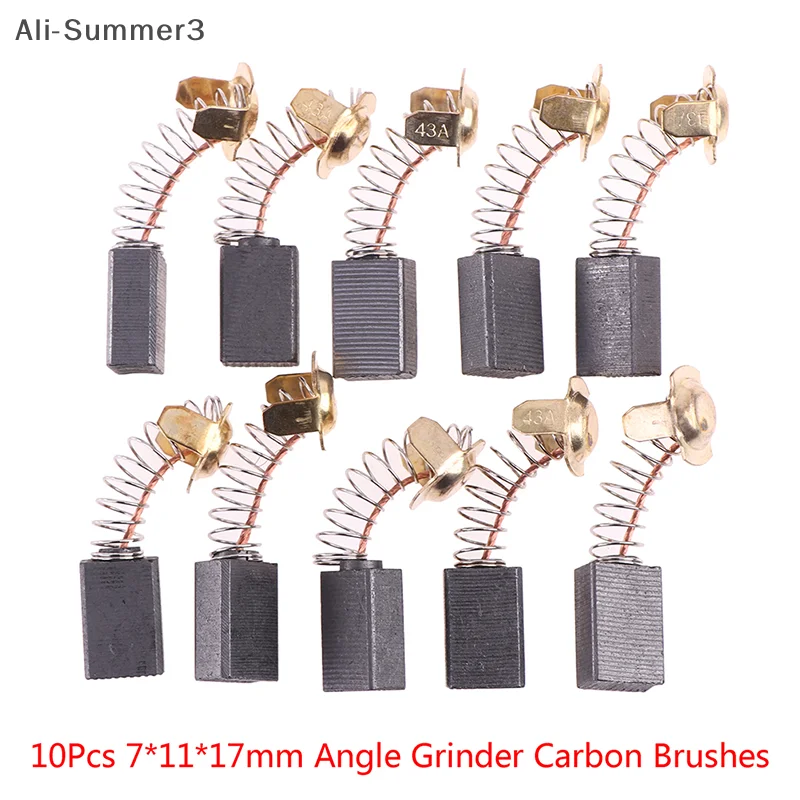 10Pcs Angle Grinder Carbon Brushes 7*11*17mm Power Tool Motors Spare Parts