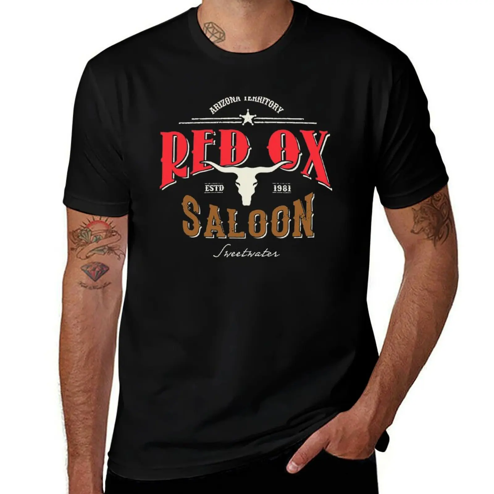 Bret Maverick - The Red Ox Saloon T-Shirt Industrial Work Tee Shirt T-Shirt
