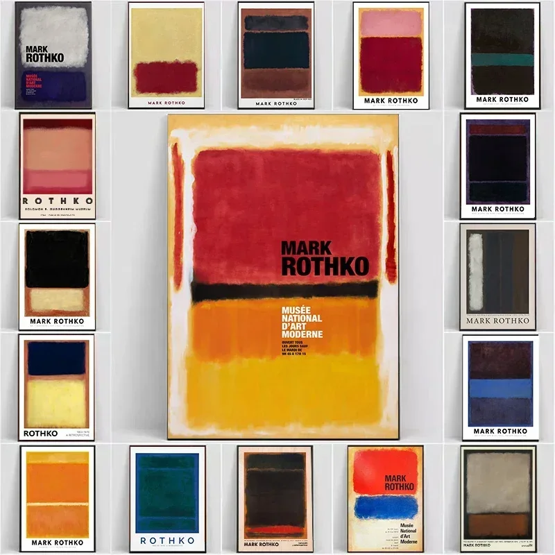 Mark Rothko Abstract Retro Poster Modern Minimalist Wall Art Picture Canvas Print Painting Home Decor for Bedroom Living Room