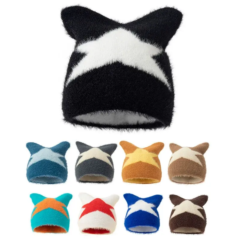 2026 Autumn and Winter Polyester Print Thicken Knitted Hat Warm Skullies Cap Beanie Hat For Men and Women 45